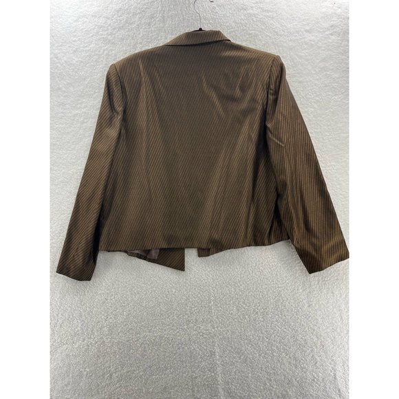 Mary Ann Restivo Womens Blazer Jacket Brown Silk Blend Waist Length Open USA 10 - Picture 2 of 8